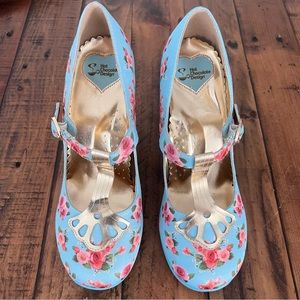 Hot Chocolate Design Blue Floral Heels